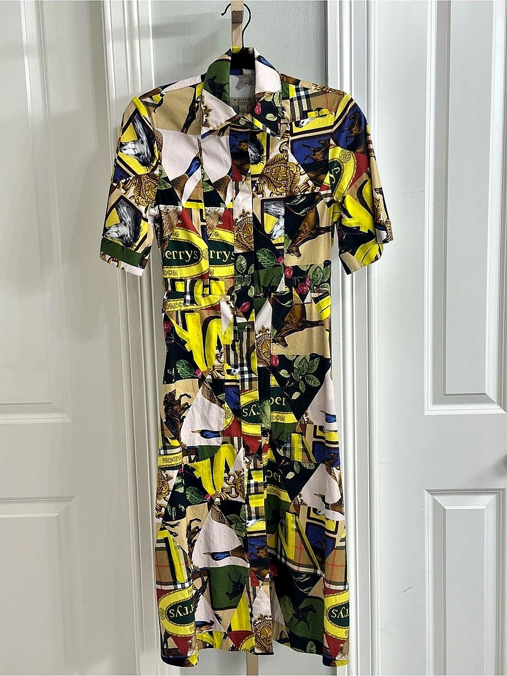 Burberry Women's Abstract Midi Dress in Yellow & Green